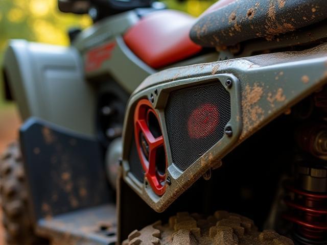 ATV with installed premium audio system and custom speakers