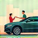 Icon illustrating vehicle delivery and customer satisfaction