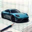 Icon depicting design sketches and plans for automotive customization