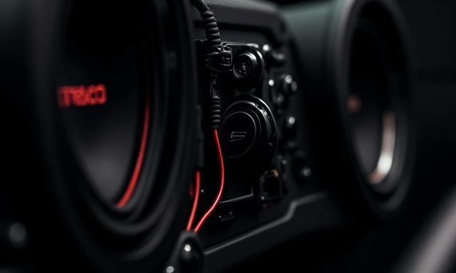 Close-up of premium car audio speaker installation at Bango Customs