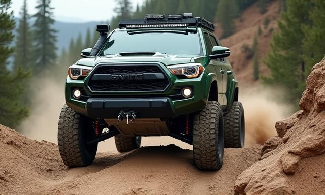 Lifted SUV on rugged terrain showcasing custom lift kit