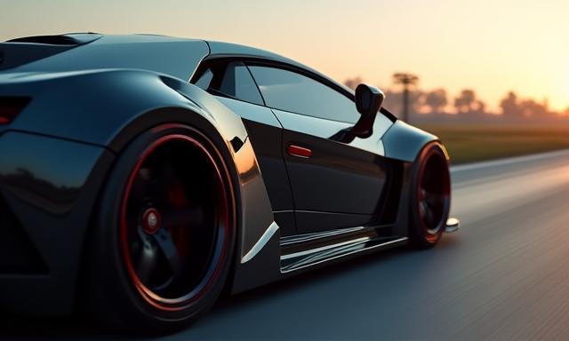 Sporty lowered car emphasizing performance and sleek aesthetic